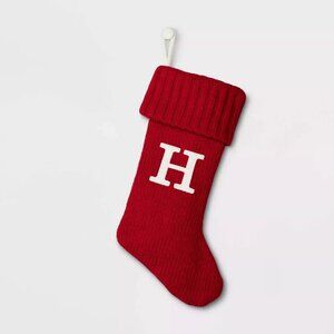 Target Wondershop Letter “H” Monogram 20" Red Knit Stocking